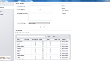 Use DENTIA settings to customize and add new treatments.
