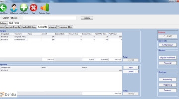 With DENTIA Patient Account you have a very easy to use accounting system for patients, keep track of your patient treatment charges, payments, discounts ...etc.